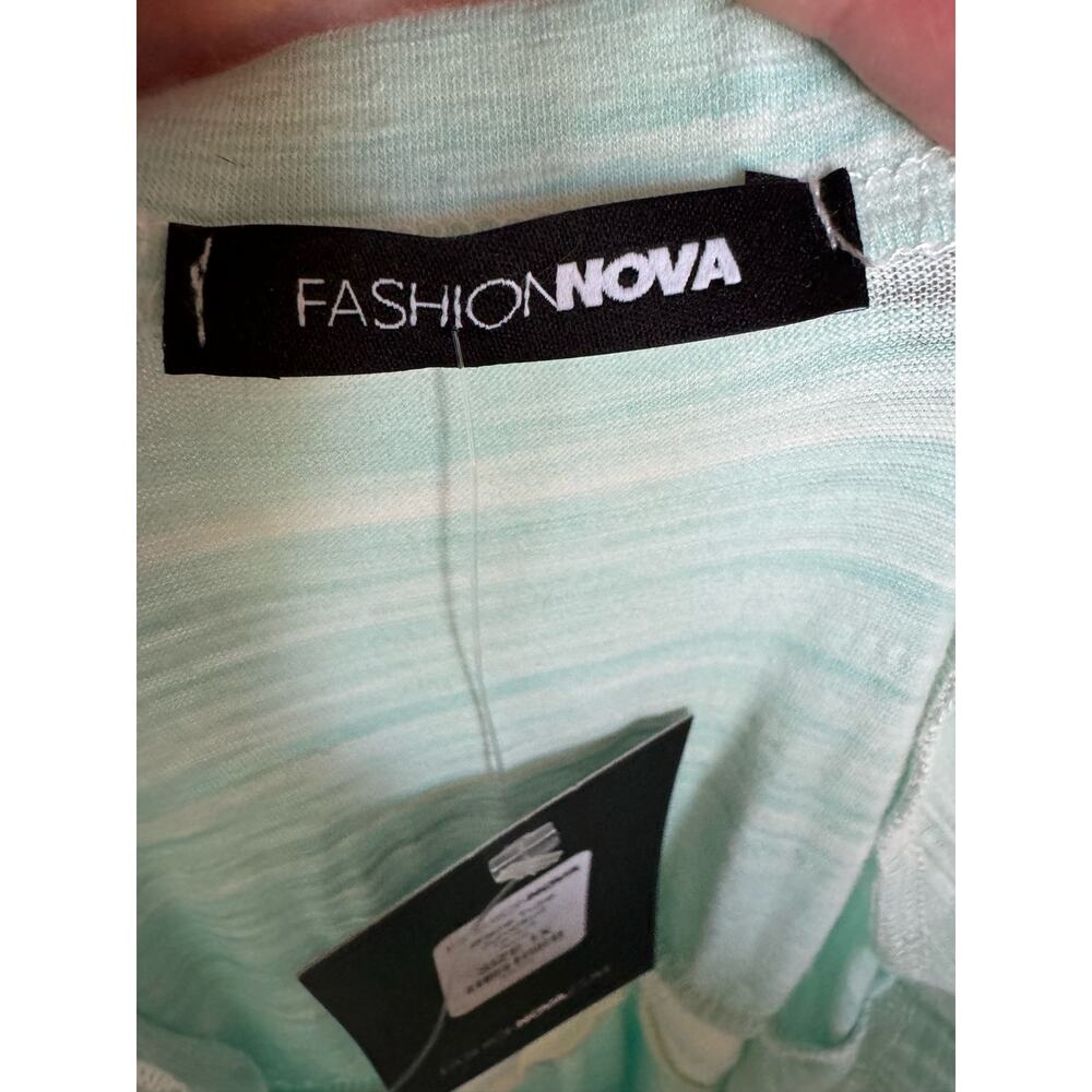 Fashion Nova Womens Jumpsuit Sz 1X Aqua Blaire Tube‎ Strapless Space Dye NEW - Picture 10 of 12